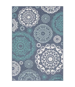 Livabliss Alfresco ALF9666 Charcoal Aqua Area Rug 8 ft. 10 in. X 12 ft. 10 in. Rectangle