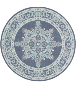 Livabliss Alfresco ALF9670 Charcoal Aqua Area Rug 7 ft. 3 in. Round
