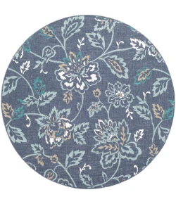 Livabliss Alfresco ALF9673 Charcoal Aqua Area Rug 8 ft. 10 in. Round