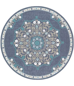 Livabliss Alfresco ALF9678 Charcoal Taupe Area Rug 5 ft. 3 in. Round