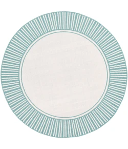 Livabliss Alfresco ALF9680 Teal White Area Rug 8 ft. 10 in. Round