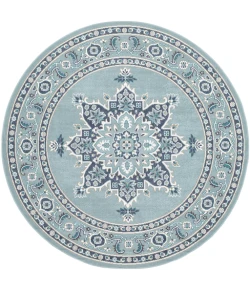 Livabliss Alfresco ALF9687 Charcoal Aqua Area Rug 8 ft. 10 in. Round