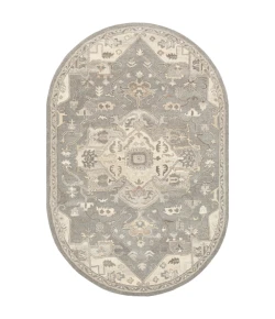 Livabliss Caesar CAE1196 Charcoal Taupe Area Rug 8 ft. X 10 ft. Oval