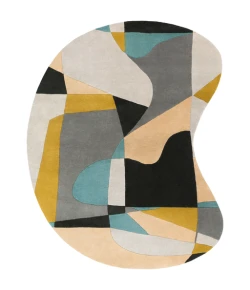 Livabliss Forum FM7194 Olive Teal Area Rug 6 ft. X 9 ft. Kidney