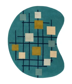 Livabliss Forum FM7201 Teal Dark Blue Area Rug 6 ft. X 9 ft. Kidney