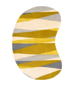 Livabliss Forum FM7203 Cream Lime Area Rug 6 ft. X 9 ft. Kidney