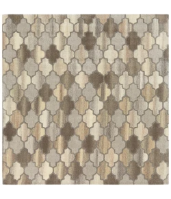 Livabliss Forum FM7208 Dark Brown Charcoal Area Rug 4 ft. Square