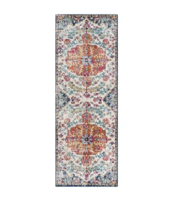 Livabliss Harput HAP1000 Aqua White Area Rug 2 ft. 7 in. X 12 ft. Runner
