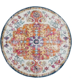 Livabliss Harput HAP1000 Aqua White Area Rug 5 ft. 3 in. Round