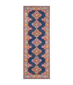 Livabliss Harput HAP1037 Dark Blue Medium Gray Area Rug 2 ft. 7 in. X 7 ft. 3 in. Runner