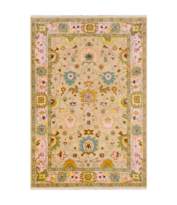 Surya Hillcrest HIL9043 Tan Bright Pink Area Rug 3 ft. 6 in. X 5 ft. 6 in. Rectangle