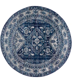 Livabliss Monte Carlo MNC2315 Navy Light Gray Area Rug 5 ft. 3 in. Round