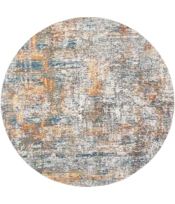 Livabliss Presidential PDT2305 Bright Blue Burnt Orange Area Rug 7 ft. 10 in. Round