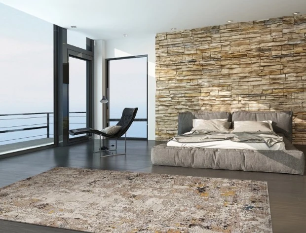 Patterned furniture and rugs look