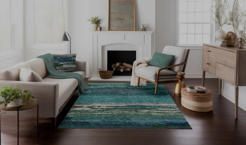 Living Indoor Floral Blue Rug