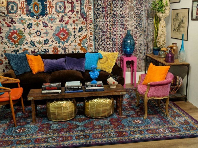 Stacking multiple rugs in a room